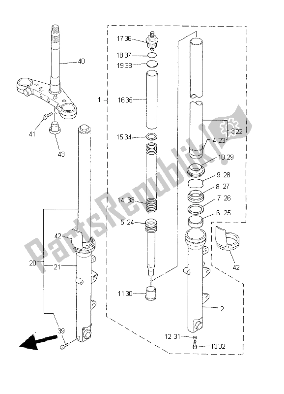 Toutes les pièces pour le Fourchette De Police du Yamaha FZS 600 Fazer 2002