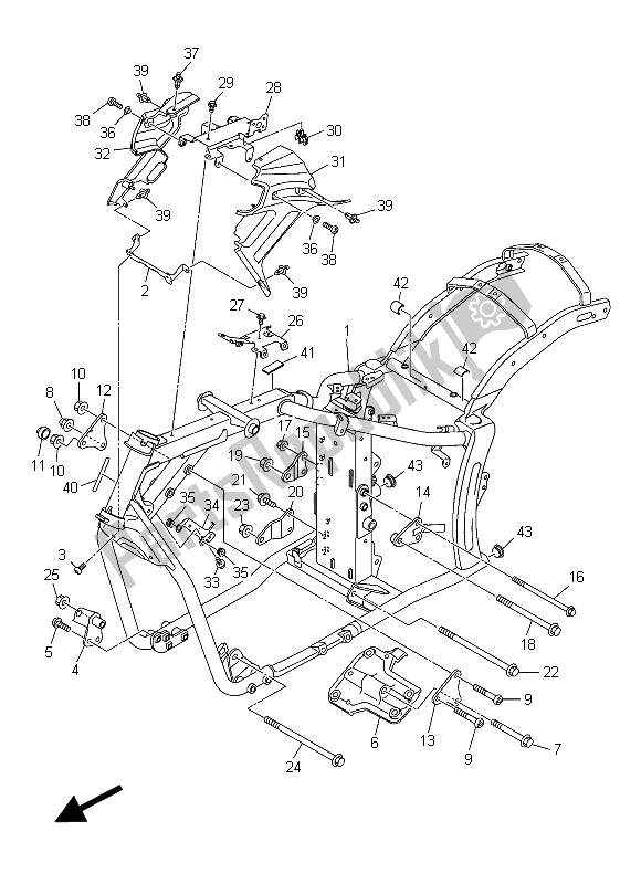 All parts for the Frame of the Yamaha XVS 1300 CU 2015