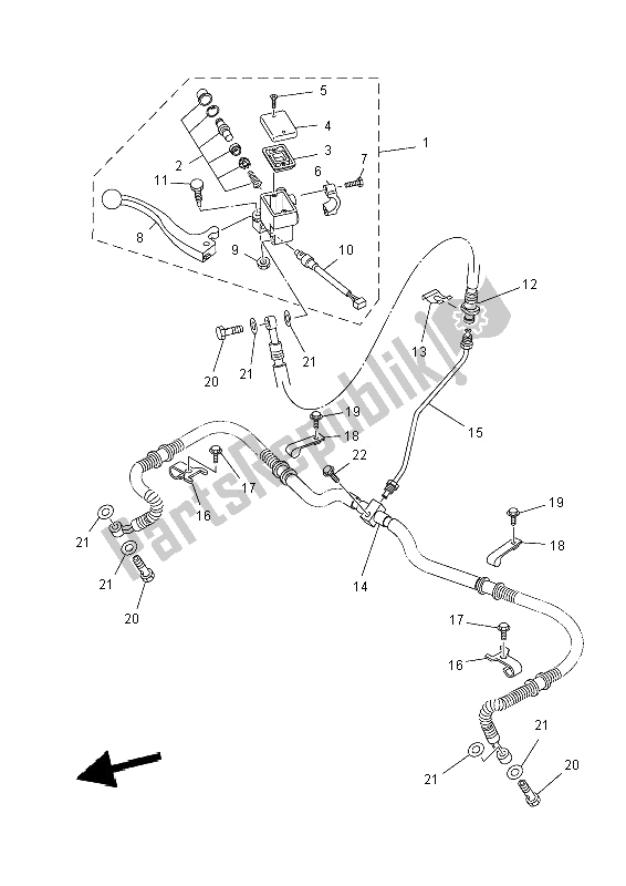 Tutte le parti per il Pompa Freno Anteriore del Yamaha YFM 350 DE Grizzly 2014