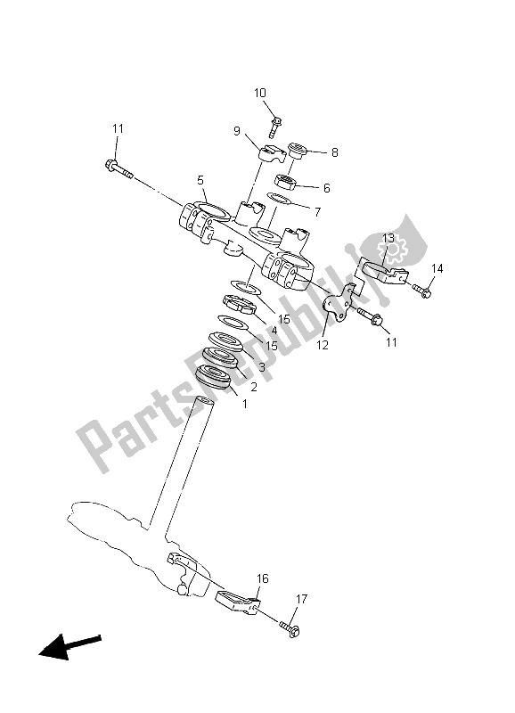 All parts for the Steering of the Yamaha WR 450F 2004