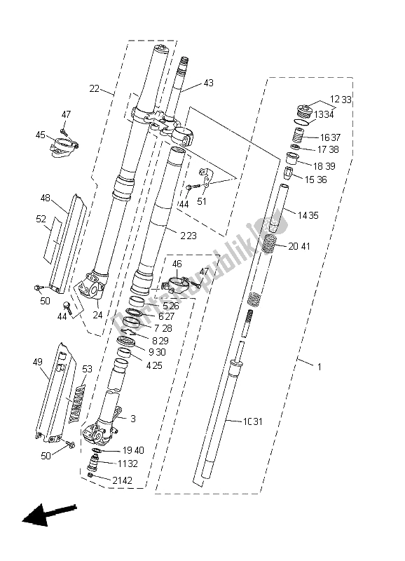 Wszystkie części do Przedni Widelec Yamaha YZ 250F 2002