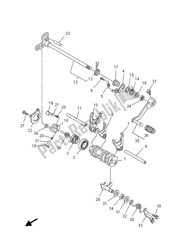 All parts for the Shift Cam & Fork of the Yamaha YFM 700 RD 2013