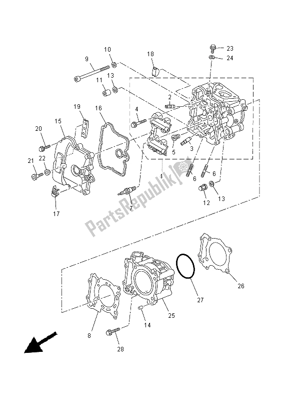 All parts for the Cylinder of the Yamaha YP 400R 2015