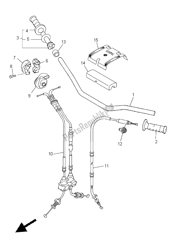 All parts for the Steering Handle & Cable of the Yamaha YZ 450F 2015