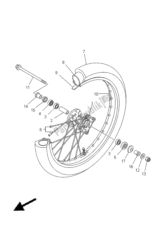 Wszystkie części do Przednie Ko? O Yamaha TT R 125 LW 2000