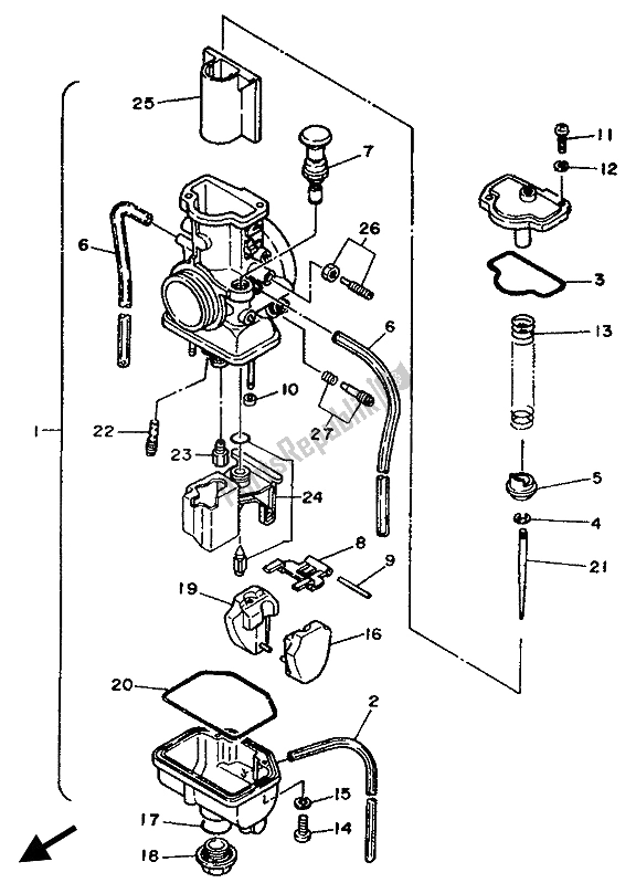 Alle onderdelen voor de Carburator van de Yamaha YZ 125 LC 1990