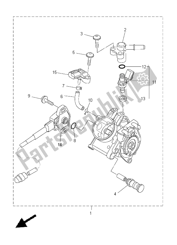 Alle onderdelen voor de Intake 2 van de Yamaha YZ 250 FX 2015