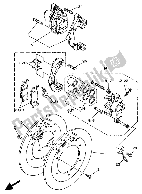 Toutes les pièces pour le étrier De Frein Avant du Yamaha XV 1100 Virago 1994