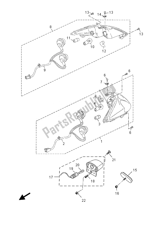 All parts for the Taillight of the Yamaha YP 125 RA 2013