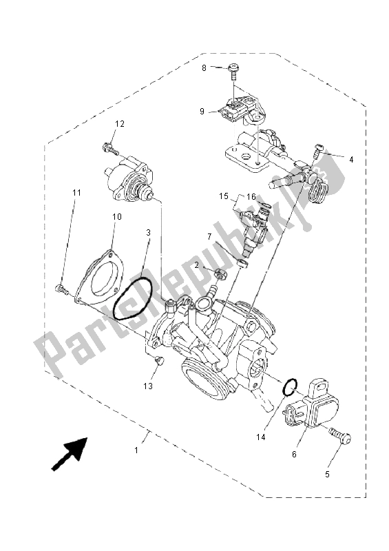 All parts for the Throttle Body Assy 1 of the Yamaha YXR 700F Rhino Black 2011