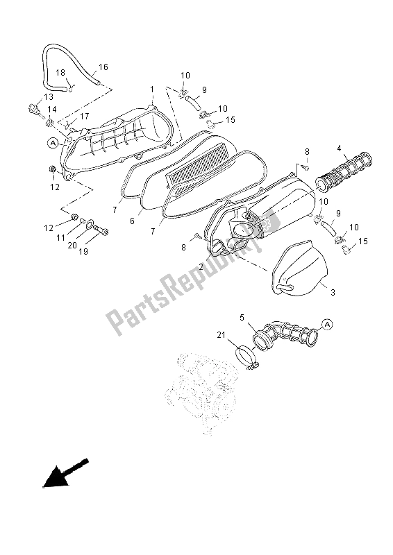 Todas as partes de Ingestão 2 do Yamaha YP 125 RA 2014