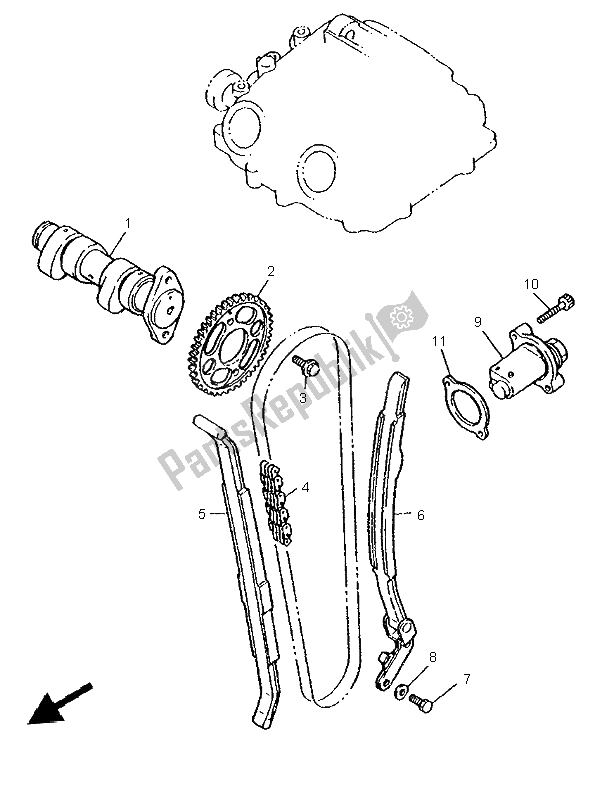 All parts for the Camshaft & Chain of the Yamaha XT 600E 1999