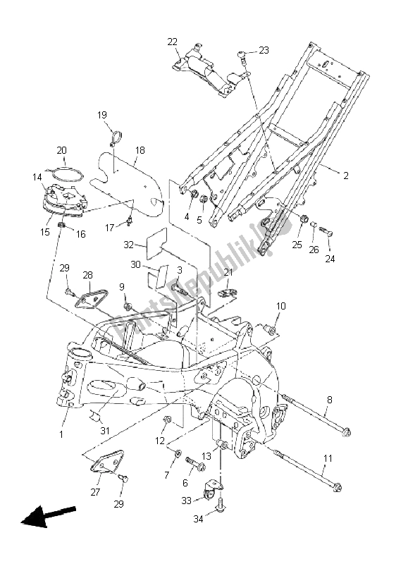 All parts for the Frame of the Yamaha FZ1 SA Fazer 1000 2011