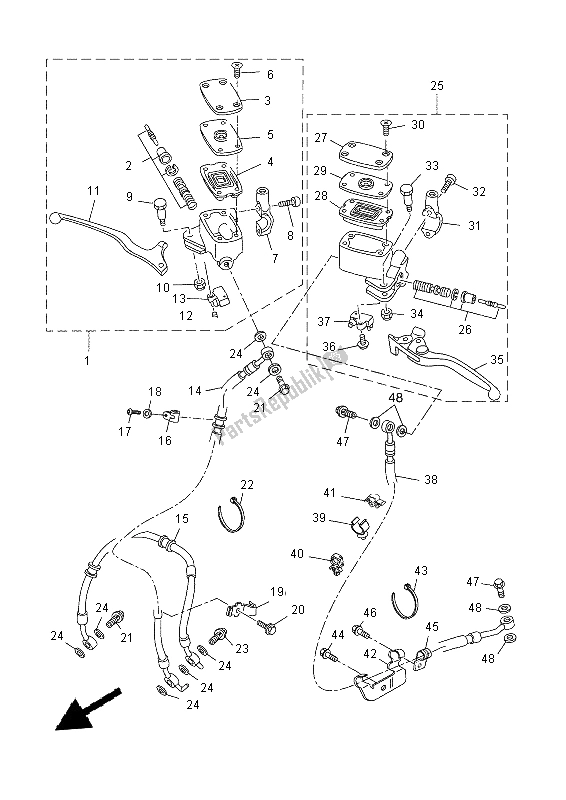 Tutte le parti per il Pompa Freno Anteriore del Yamaha YP 400R 2015