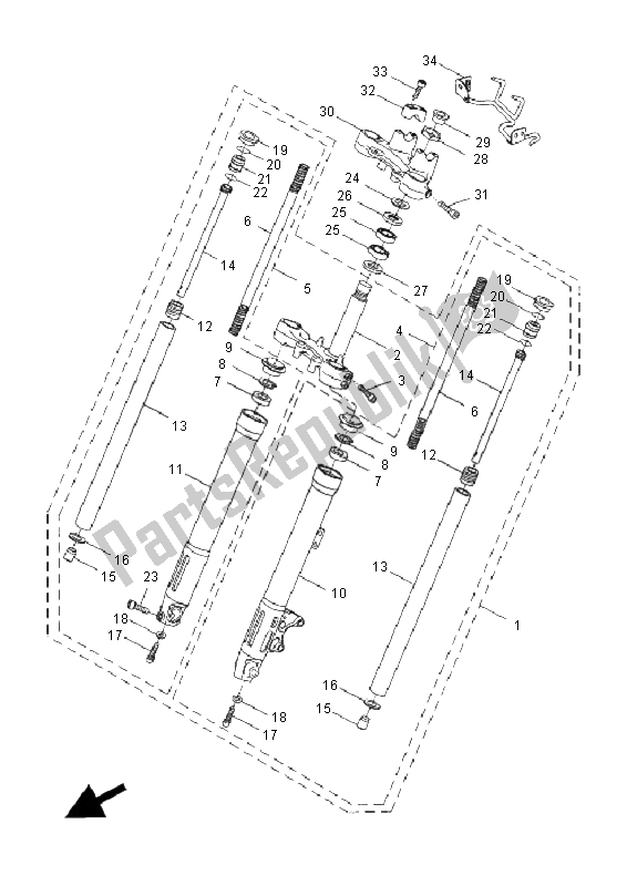 All parts for the Front Fork of the Yamaha DT 50R SM 2008