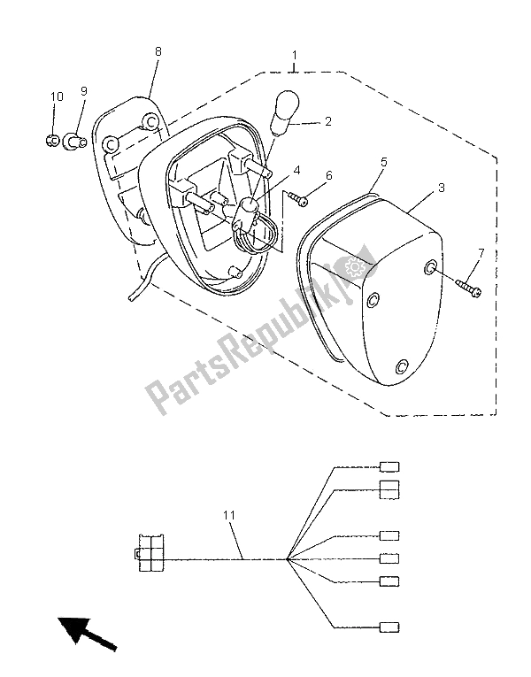 All parts for the Taillight of the Yamaha XVZ 1300 Royalstar 1996