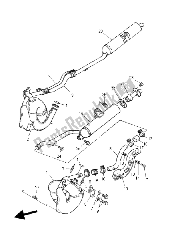 Tutte le parti per il Scarico del Yamaha YFZ 350 Banshee 2008