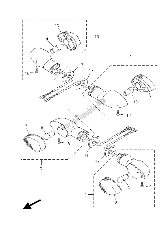 All parts for the Flasher Light of the Yamaha YBR 125 ED 2012