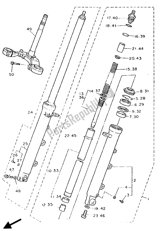 Wszystkie części do Przedni Widelec Yamaha FZR 1000 1990