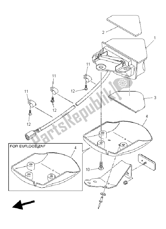 All parts for the Taillight of the Yamaha WR 250F 2010