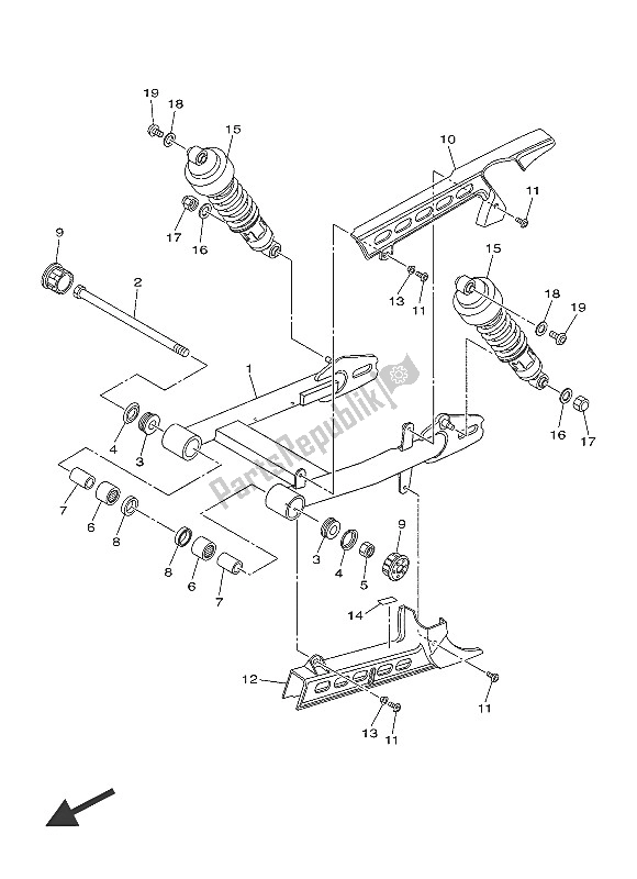 All parts for the Rear Arm & Suspension (smx) of the Yamaha XVS 950 CU 2016