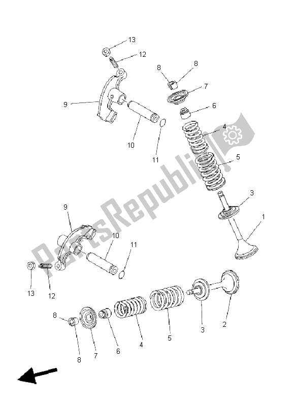 All parts for the Valve of the Yamaha YFM 400A Kodiak 2X4 2004