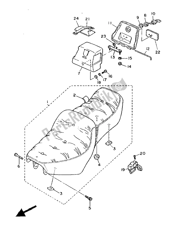 All parts for the Seat of the Yamaha XV 1000 Virago 1986