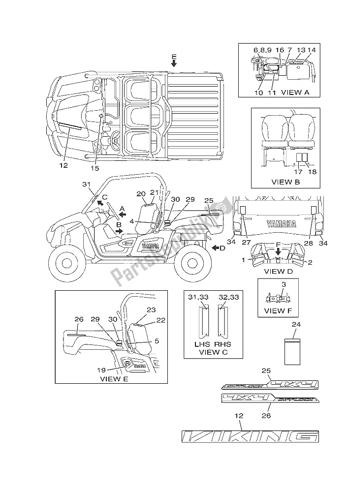 All parts for the Emblem & Label 1 of the Yamaha YXM 700E Viking EPS Camo 2016