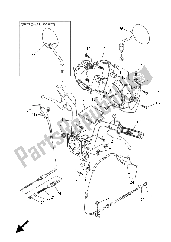 All parts for the Steering Handle & Cable of the Yamaha EC 03 2011