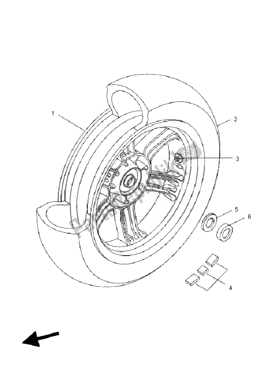 Alle onderdelen voor de Achterwiel van de Yamaha VP 250 X City 2010