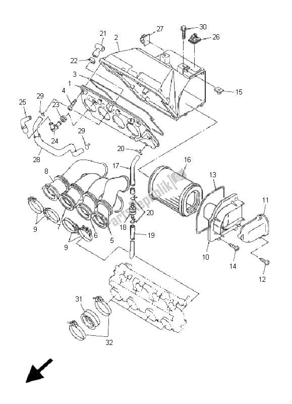 Toutes les pièces pour le Admission du Yamaha FJR 1300A 2010