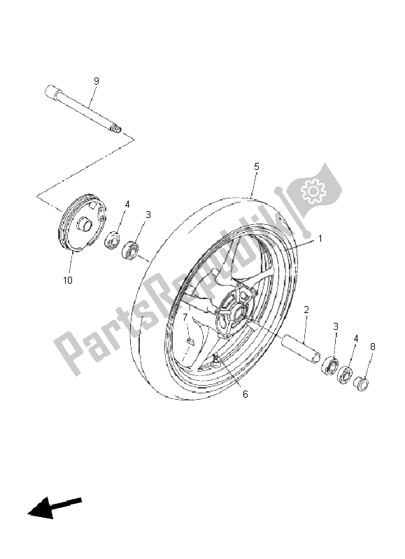 All parts for the Front Wheel of the Yamaha FZ1 SA Fazer 1000 2011