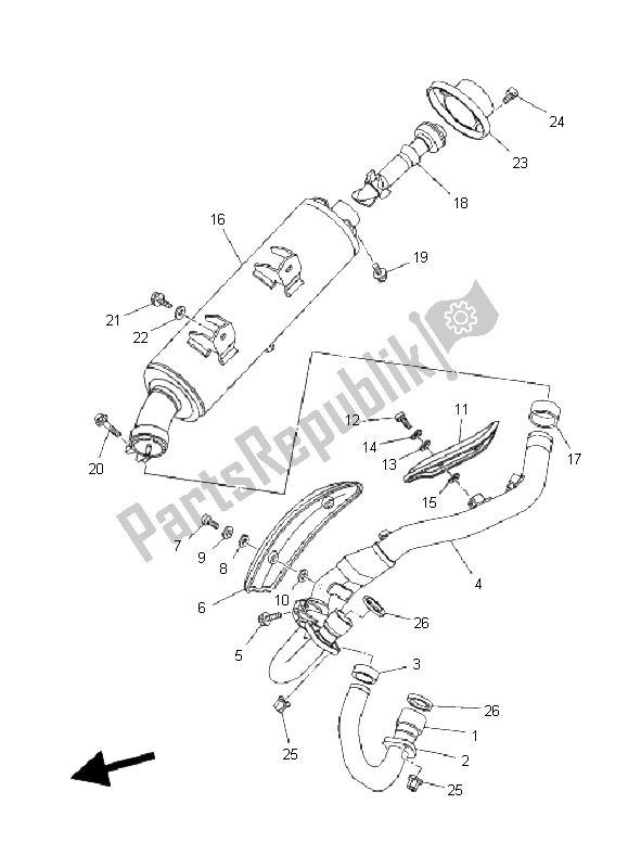 All parts for the Exhaust of the Yamaha YFM 660R 2003