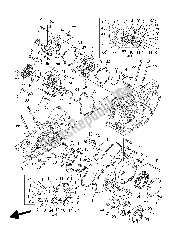 All parts for the Crankcase Cover 1 of the Yamaha XV 1900A Midnight Star 2006