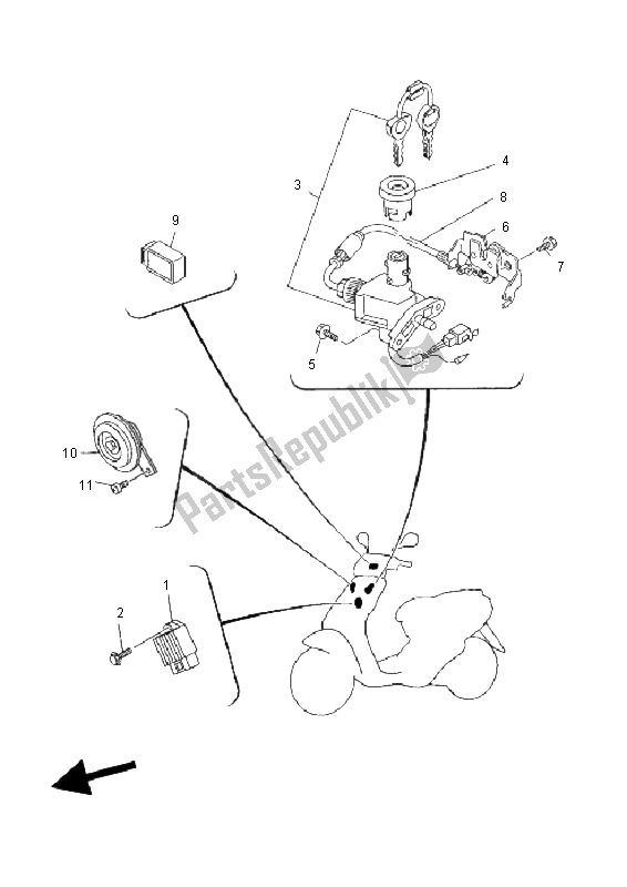 Todas las partes para Eléctrico 1 de Yamaha YN 50R Neos 2011