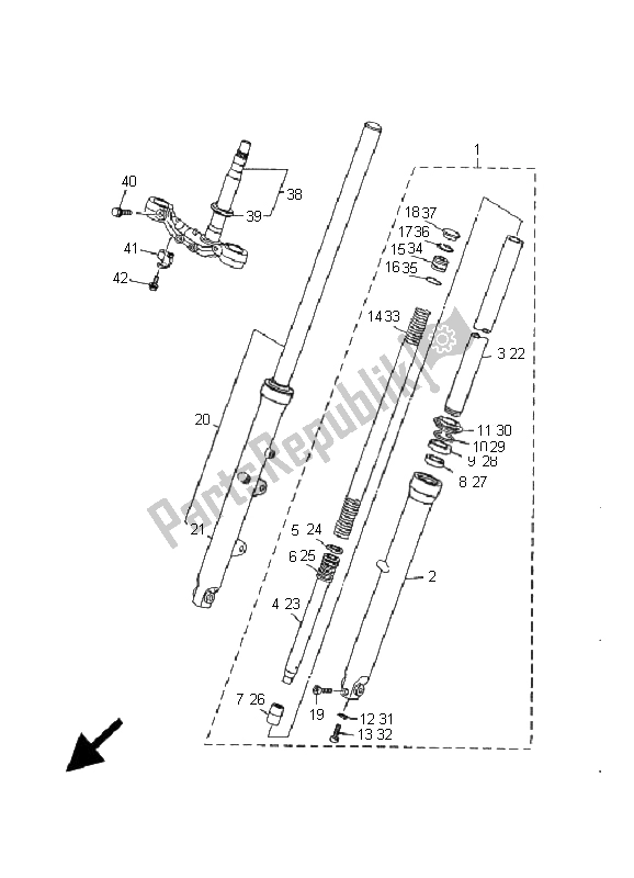 Todas las partes para Tenedor Frontal de Yamaha XV 535 Virago 25 KW 2001