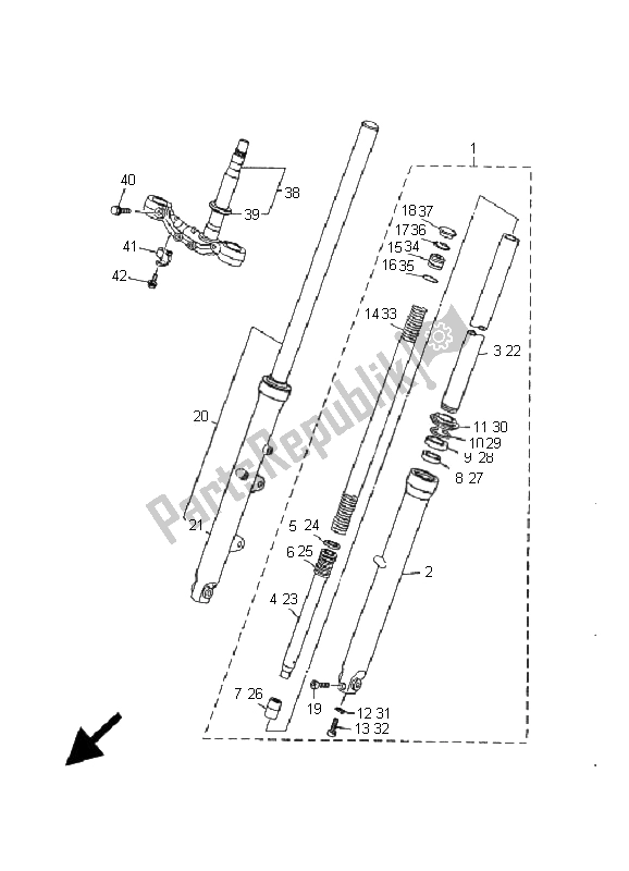 All parts for the Front Fork of the Yamaha XV 535 Virago 25 KW 2001