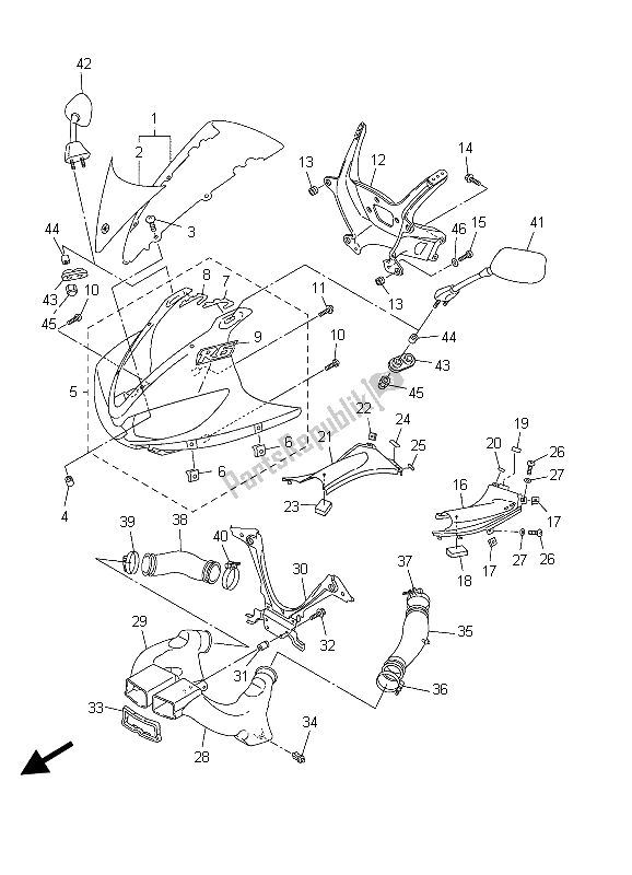 Tutte le parti per il Cowling 1 del Yamaha YZF R6 600 2003