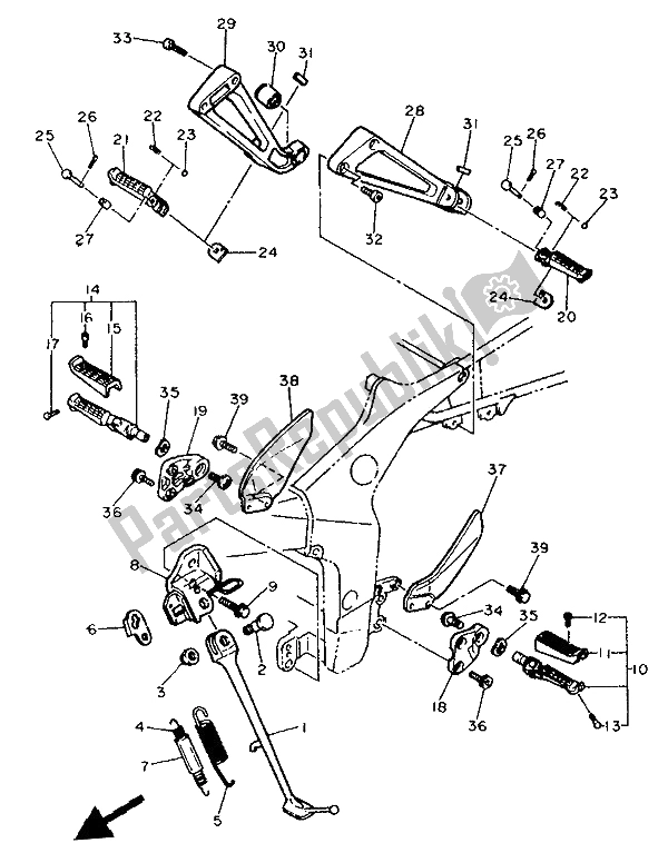 Todas as partes de Suporte E Apoio Para Os Pés do Yamaha FZR 400 RR 1992