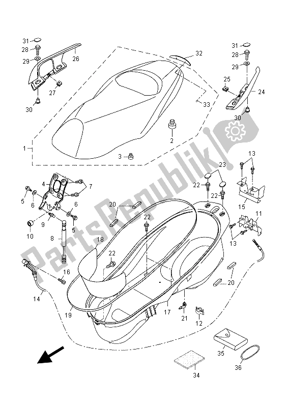 Alle onderdelen voor de Stoel van de Yamaha YP 250R MBL2 2015