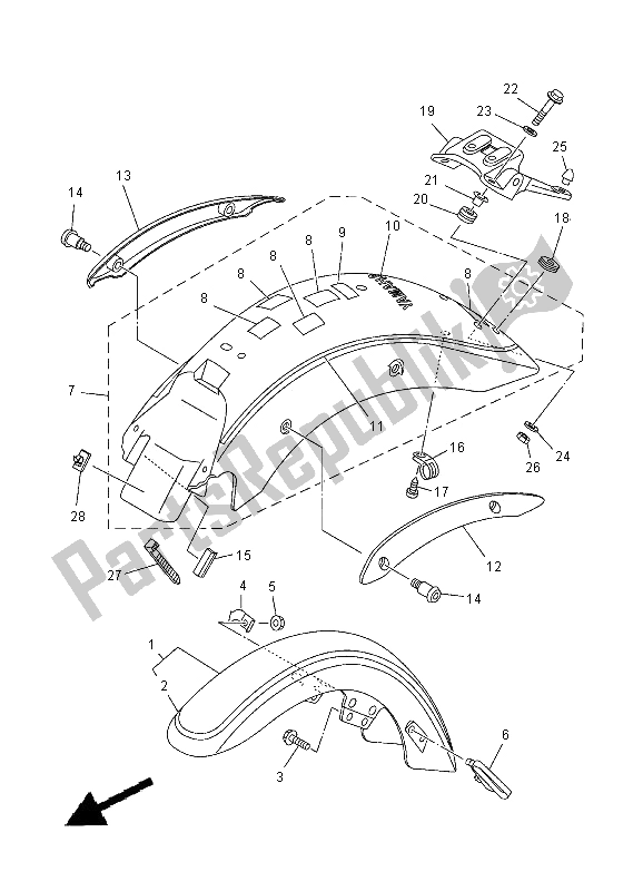 All parts for the Fender of the Yamaha XVS 125 Dragstar 2000