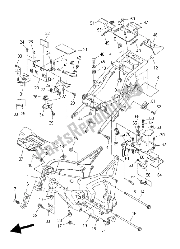 All parts for the Frame of the Yamaha FZ6 NHG 600 2009