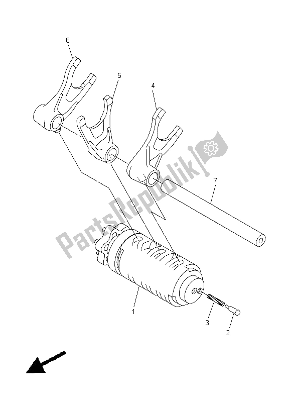 All parts for the Shift Cam & Fork of the Yamaha WR 250X 2012