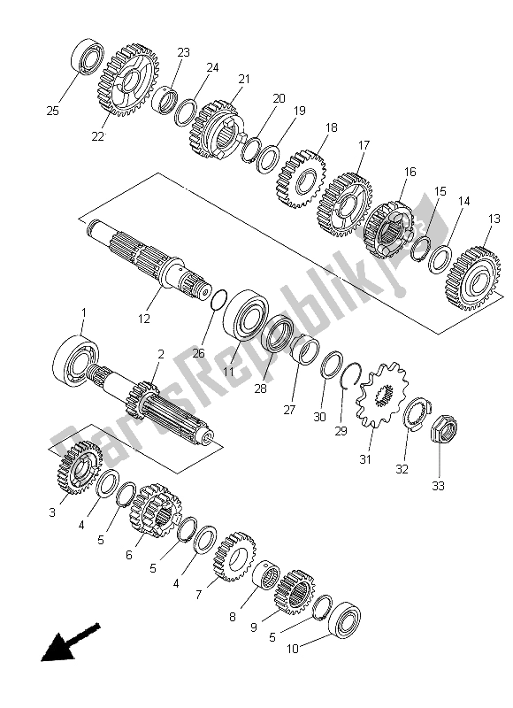 All parts for the Transmission of the Yamaha WR 250F 2015