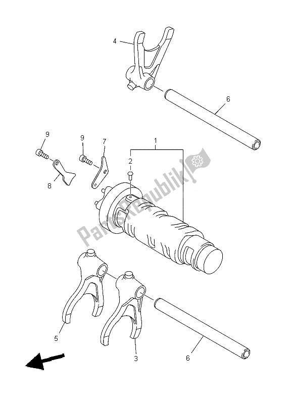 All parts for the Shift Cam & Fork of the Yamaha XJ6 SA Diversion 600 2010