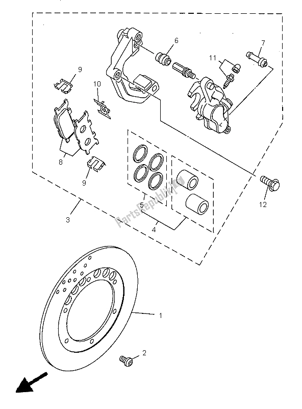 All parts for the Front Brake & Caliper of the Yamaha SR 125 1997