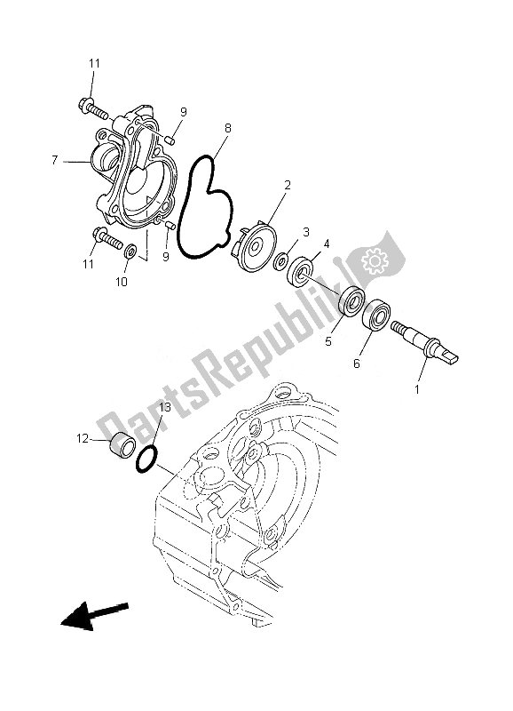 Todas las partes para Bomba De Agua de Yamaha YZ 450F 2007