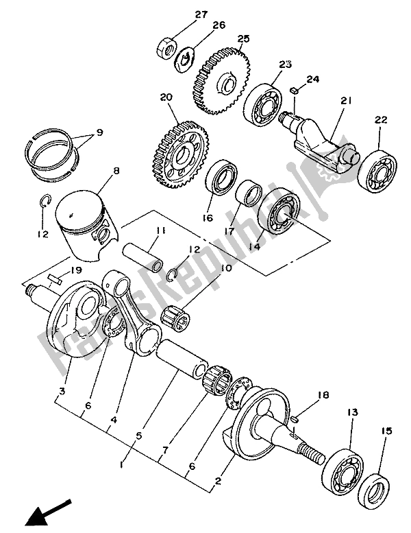 Todas as partes de Virabrequim E Pistão do Yamaha TZR 125 1990