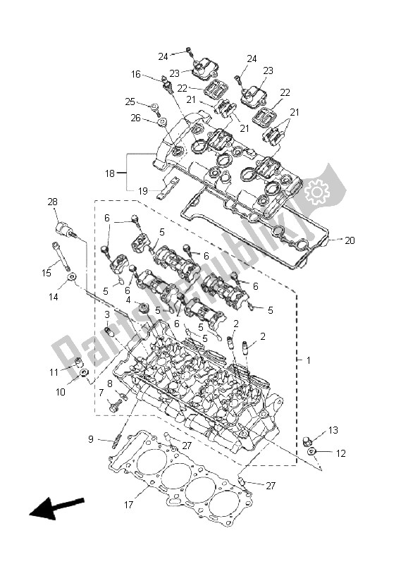 All parts for the Cylinder Head of the Yamaha FZ1 SA Fazer 1000 2008