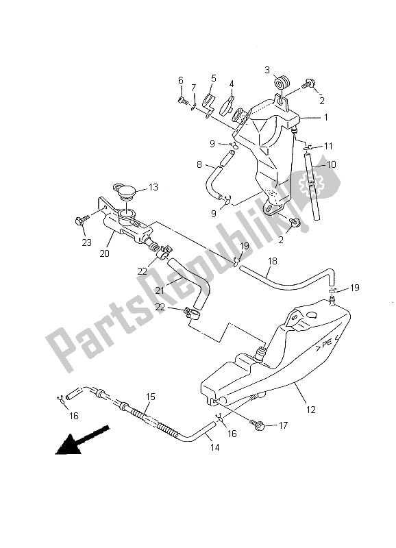 All parts for the Oil Tank of the Yamaha TDR 125 2000